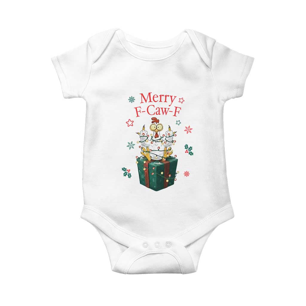 Merry F-Caw-F Chicken Baby Onesie Funny Christmas Gift - Wonder Print Shop