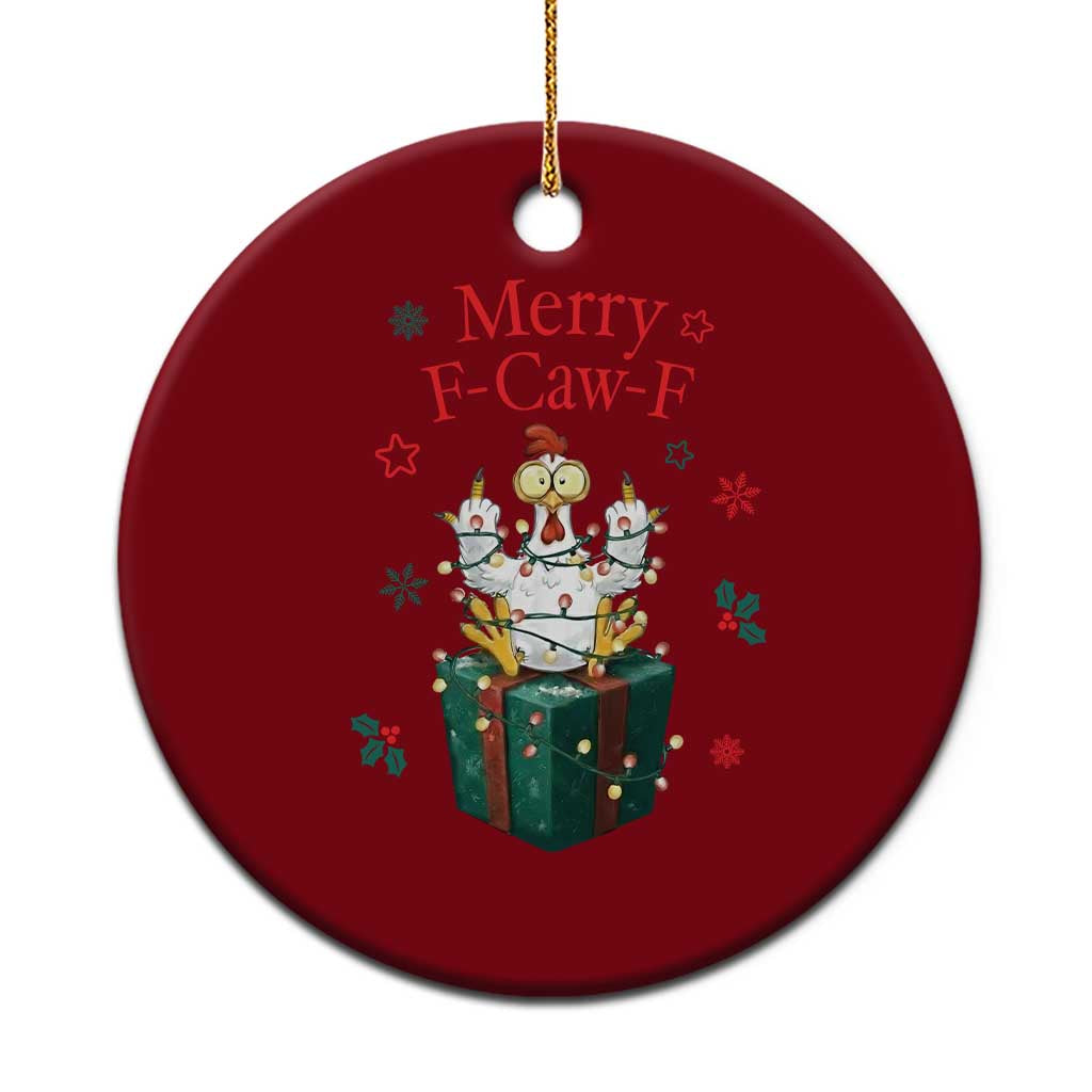 Merry F-Caw-F Chicken Ceramic Ornament Funny Xmas Gift - Wonder Print Shop