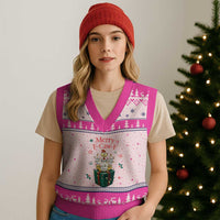 Merry F-Caw-F Chicken V-Neck Knit Sweater Vest Funny Xmas Gift - Wonder Print Shop