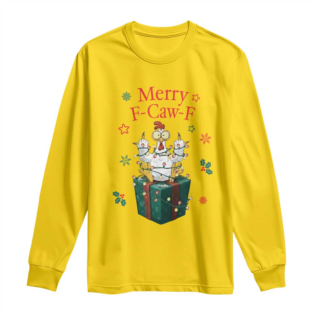 Merry F-Caw-F Chicken Long Sleeve Shirt Funny Christmas Gift - Wonder Print Shop
