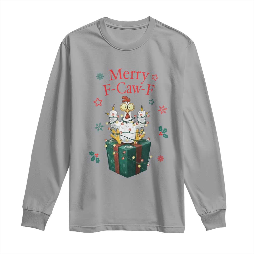 Merry F-Caw-F Chicken Long Sleeve Shirt Funny Christmas Gift - Wonder Print Shop