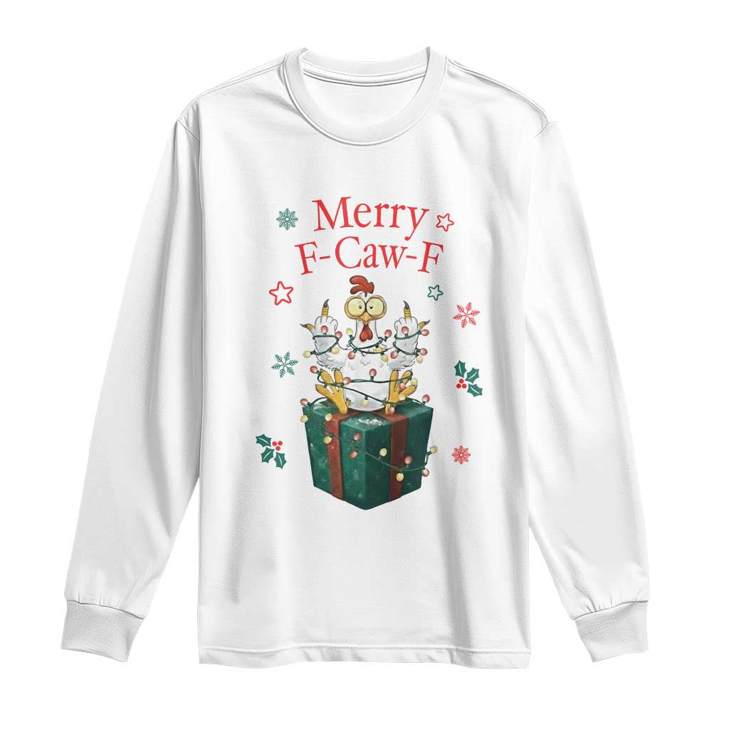 Merry F-Caw-F Chicken Long Sleeve Shirt Funny Christmas Gift - Wonder Print Shop
