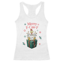 Merry F-Caw-F Chicken Racerback Tank Top Funny Christmas Gift - Wonder Print Shop