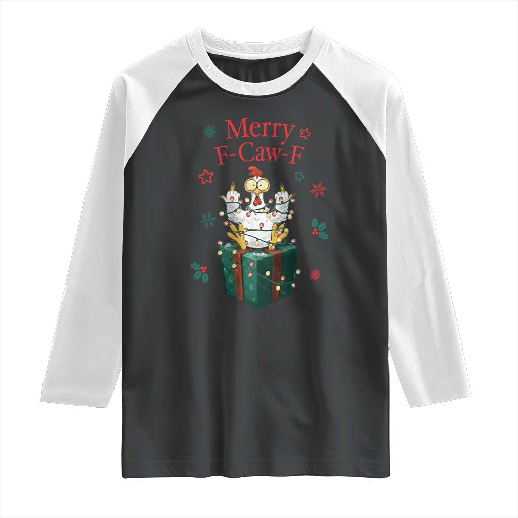 Merry F-Caw-F Chicken Raglan Shirt Funny Christmas Gift - Wonder Print Shop