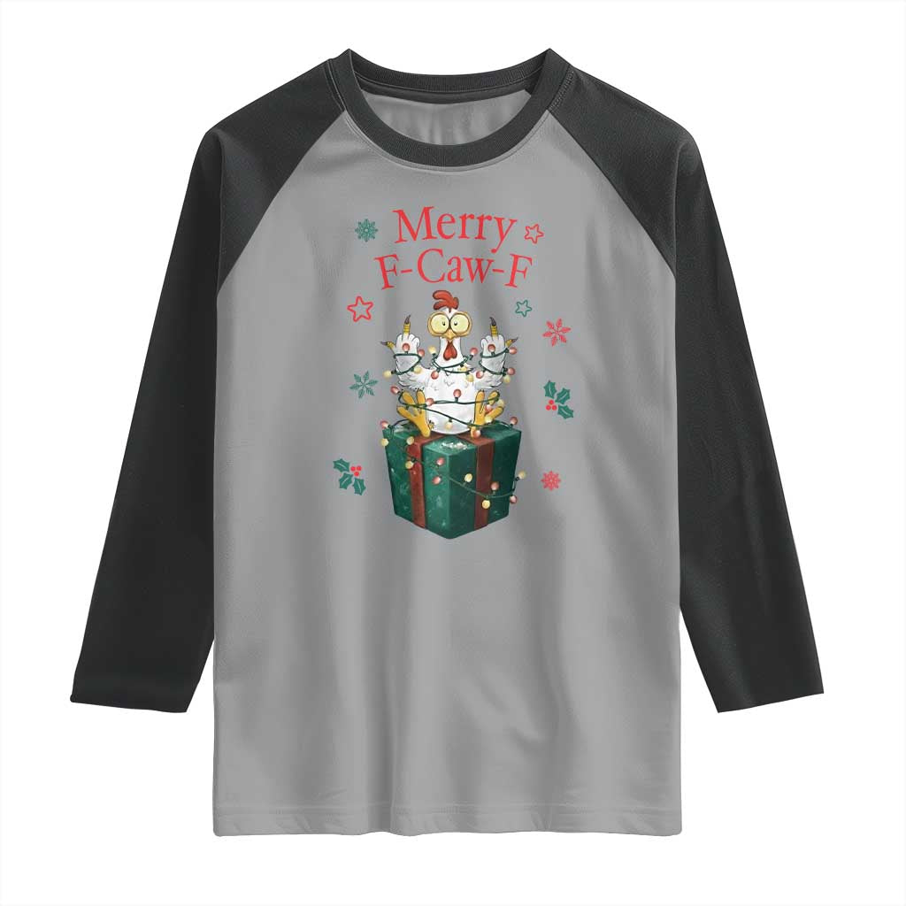 Merry F-Caw-F Chicken Raglan Shirt Funny Christmas Gift - Wonder Print Shop