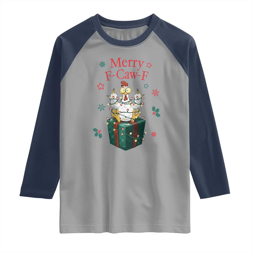 Merry F-Caw-F Chicken Raglan Shirt Funny Christmas Gift - Wonder Print Shop