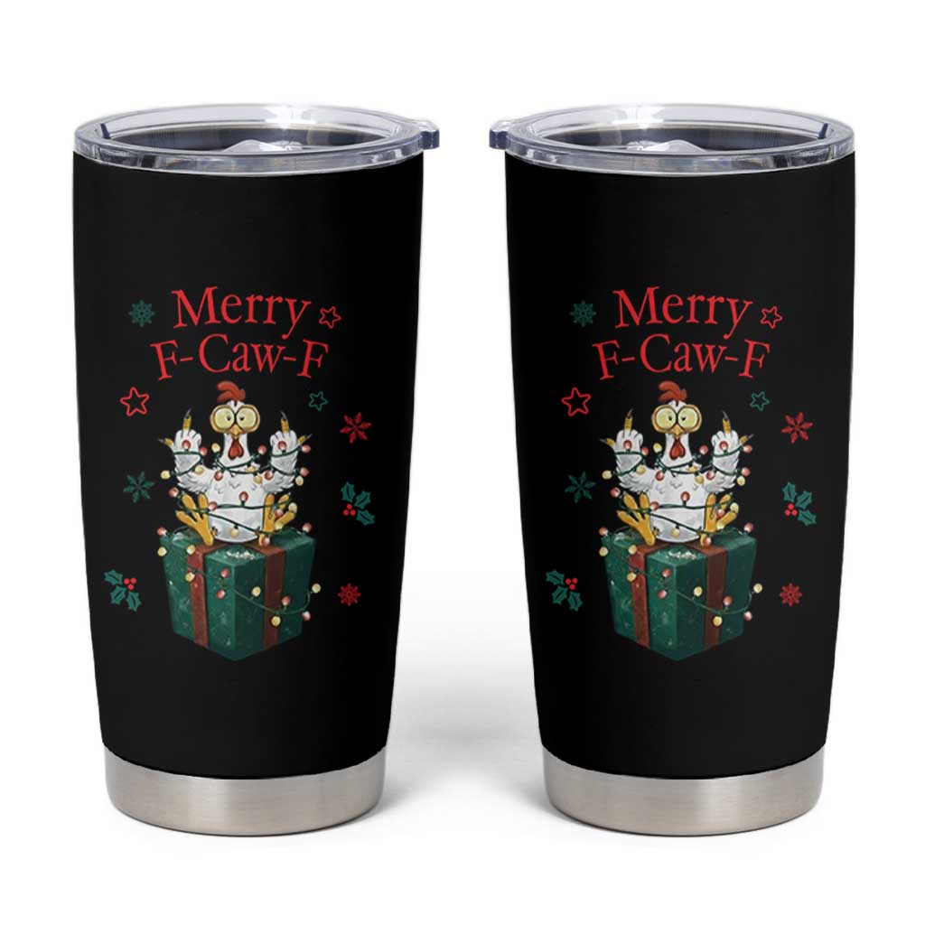 Merry F-Caw-F Chicken Tumbler Cup Funny Christmas Gift - Wonder Print Shop