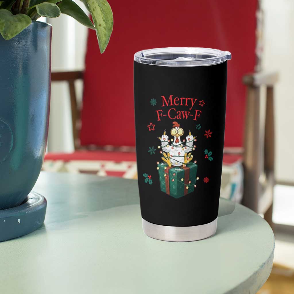 Merry F-Caw-F Chicken Tumbler Cup Funny Christmas Gift - Wonder Print Shop