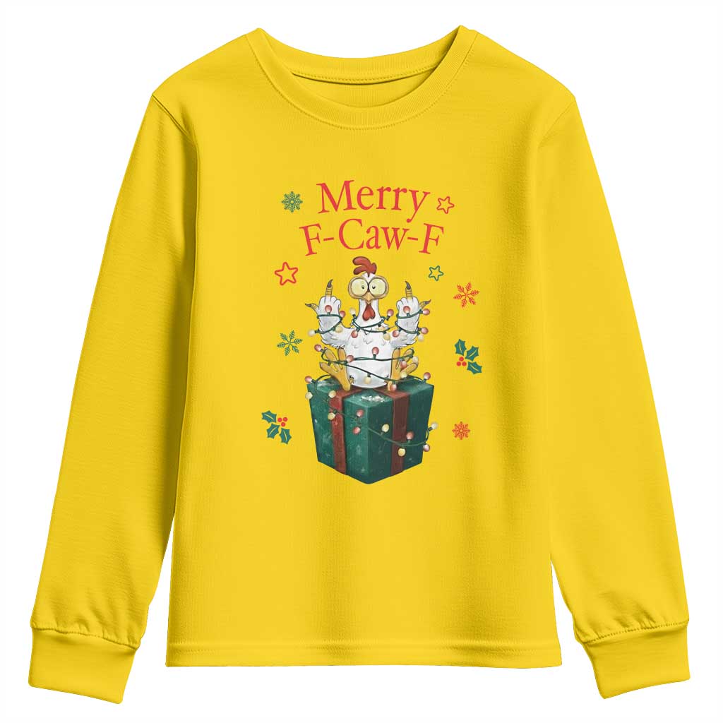 Merry F-Caw-F Chicken Youth Sweatshirt Funny Christmas Gift - Wonder Print Shop