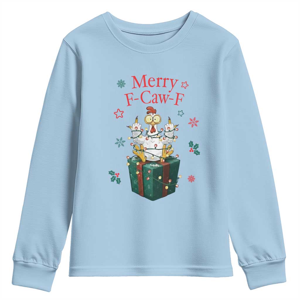 Merry F-Caw-F Chicken Youth Sweatshirt Funny Christmas Gift - Wonder Print Shop