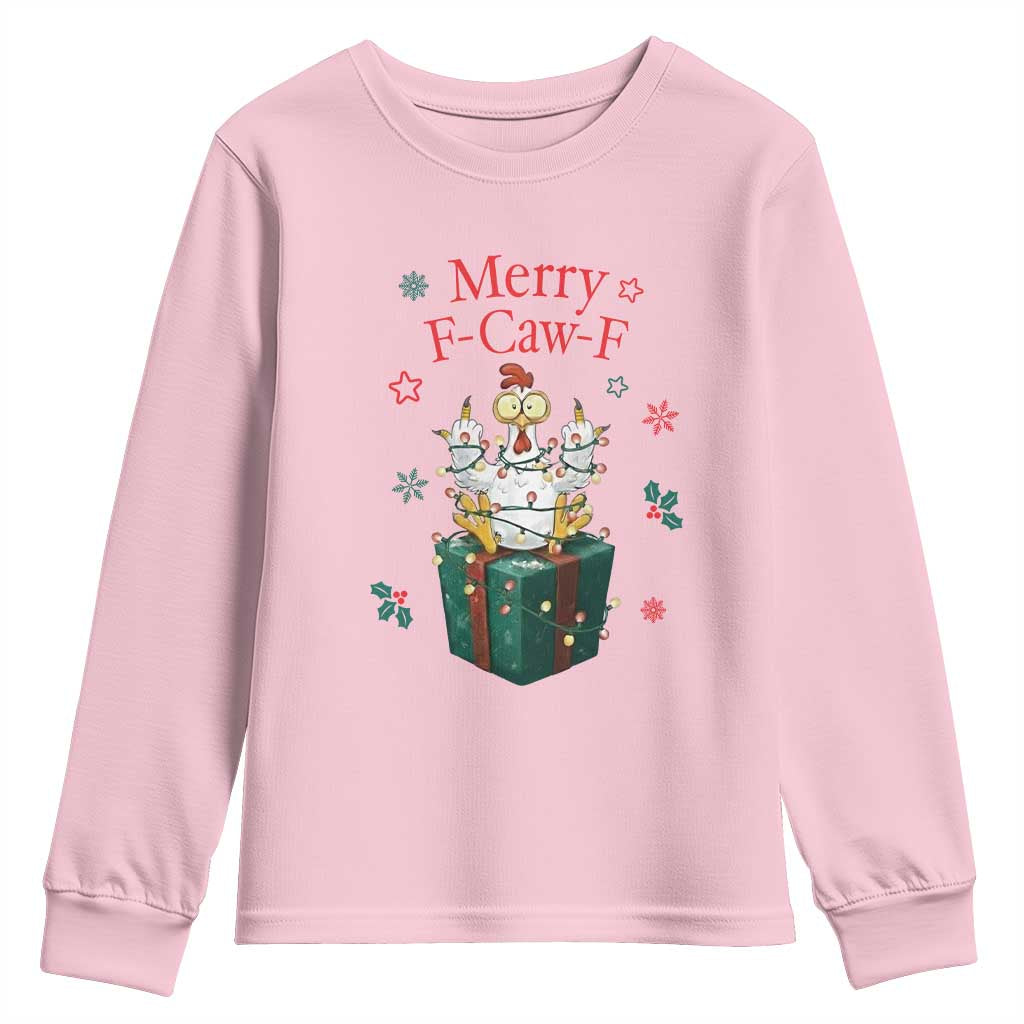 Merry F-Caw-F Chicken Youth Sweatshirt Funny Christmas Gift - Wonder Print Shop
