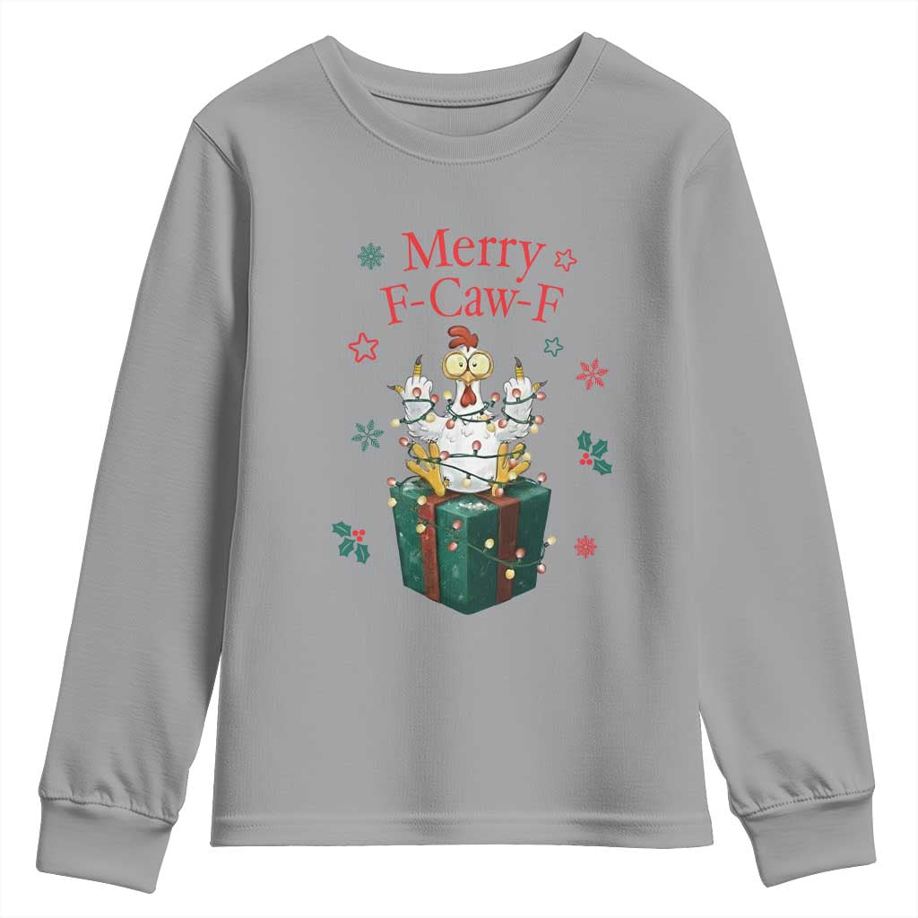 Merry F-Caw-F Chicken Youth Sweatshirt Funny Christmas Gift - Wonder Print Shop