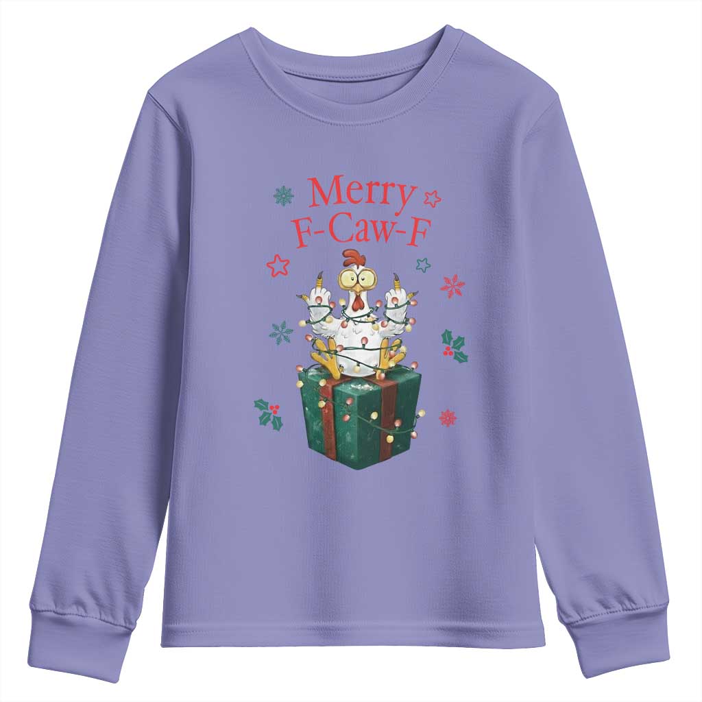 Merry F-Caw-F Chicken Youth Sweatshirt Funny Christmas Gift - Wonder Print Shop