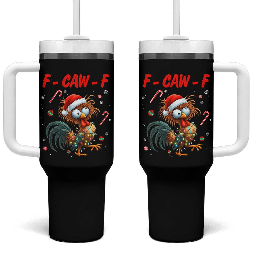 Funny F Caw F Chicken Meme Tumbler With Handle Christmas Gift - Wonder Print Shop