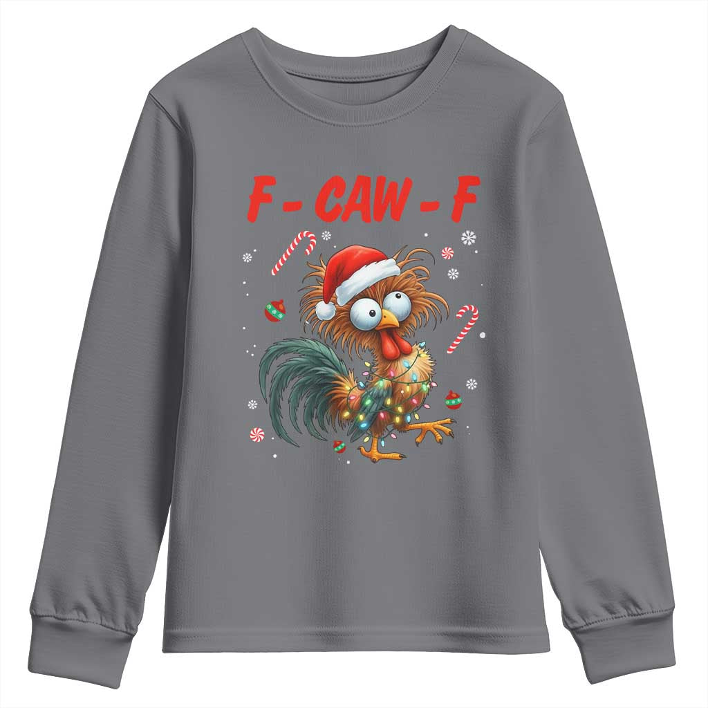 Funny F Caw F Chicken Meme Youth Sweatshirt Christmas Gift - Wonder Print Shop
