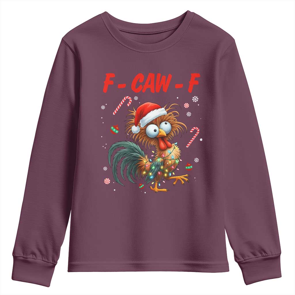 Funny F Caw F Chicken Meme Youth Sweatshirt Christmas Gift - Wonder Print Shop
