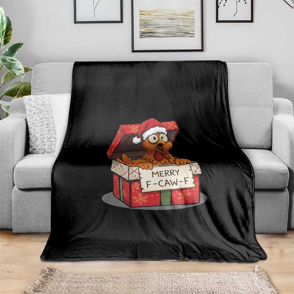 Merry F Caw F Santa Chicken Throw Blanket Funny Christmas Gift - Wonder Print Shop