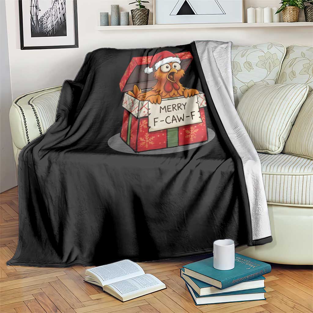 Merry F Caw F Santa Chicken Throw Blanket Funny Christmas Gift - Wonder Print Shop