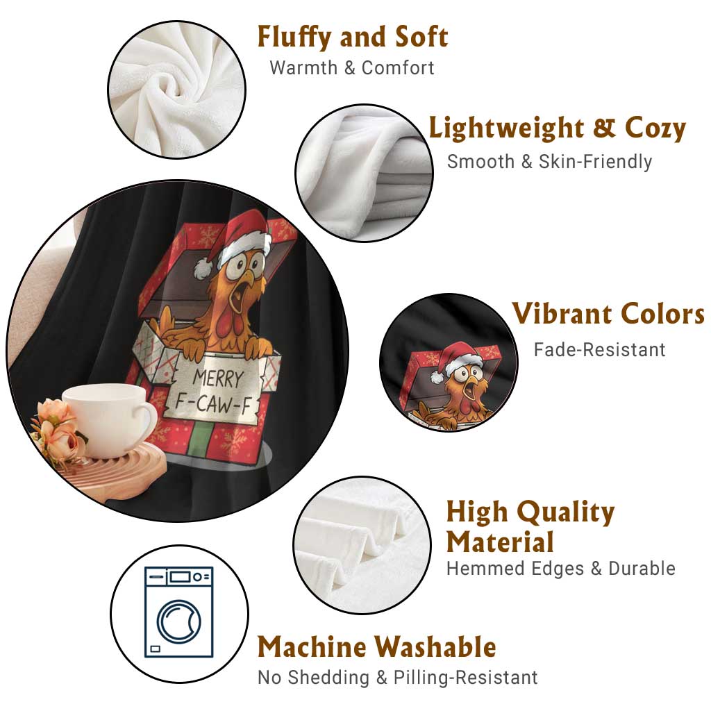 Merry F Caw F Santa Chicken Throw Blanket Funny Christmas Gift - Wonder Print Shop