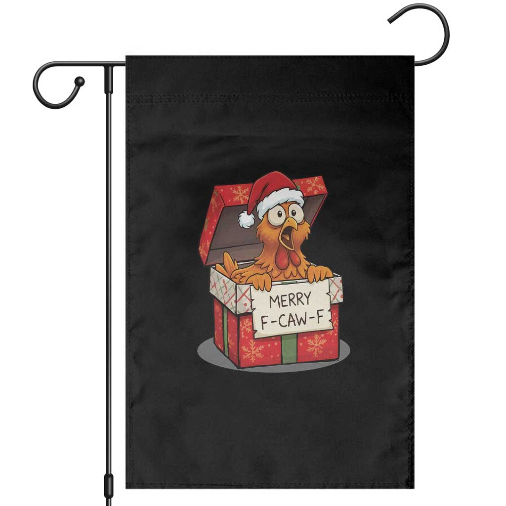 Merry F Caw F Santa Chicken Garden Flag Funny Christmas Gift - Wonder Print Shop