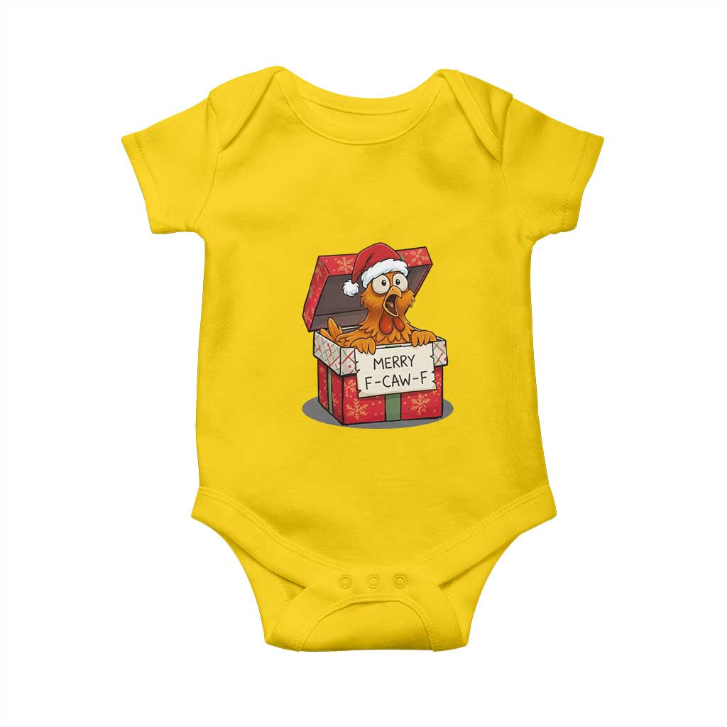 Merry F Caw F Santa Chicken Baby Onesie Funny Christmas Gift - Wonder Print Shop