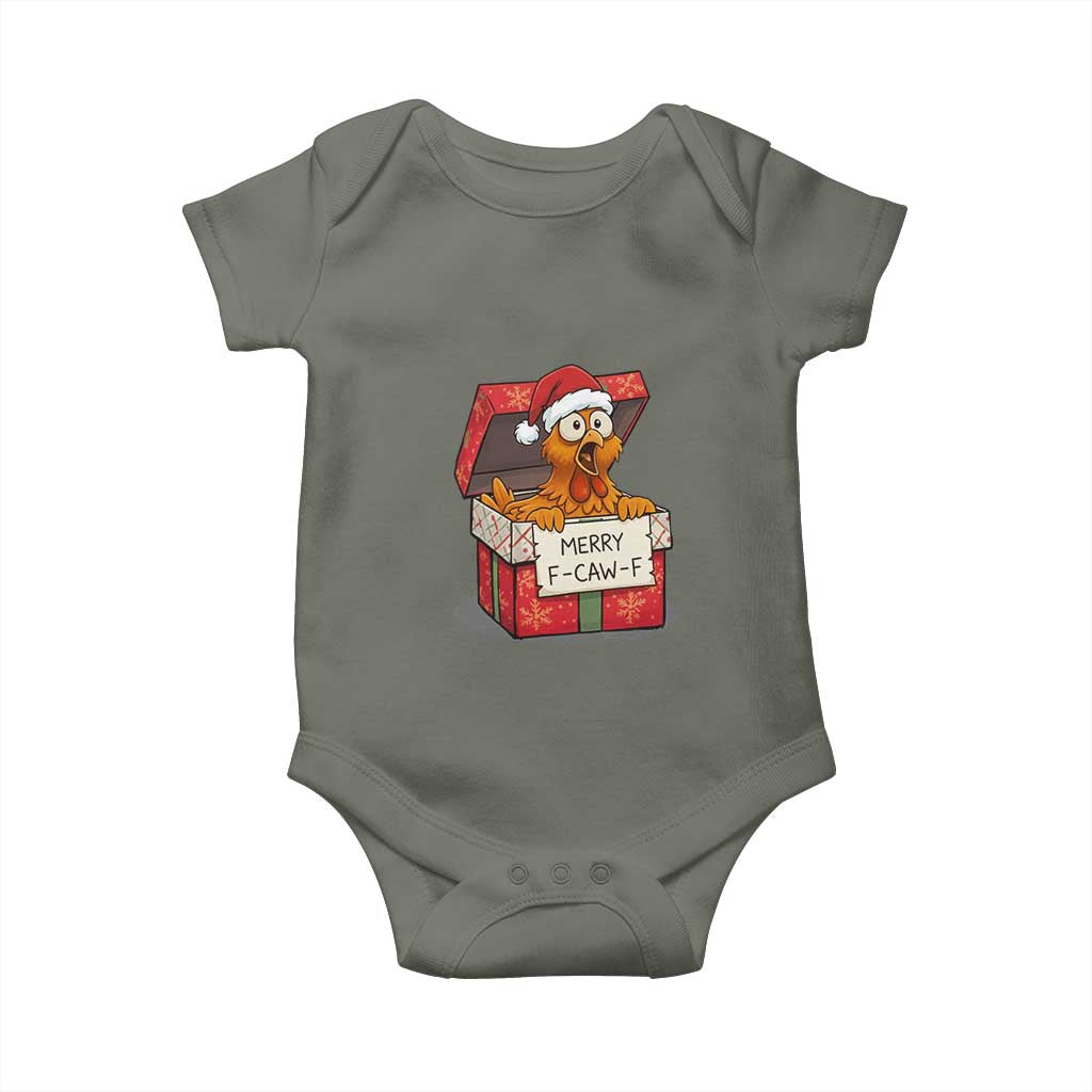 Merry F Caw F Santa Chicken Baby Onesie Funny Christmas Gift - Wonder Print Shop