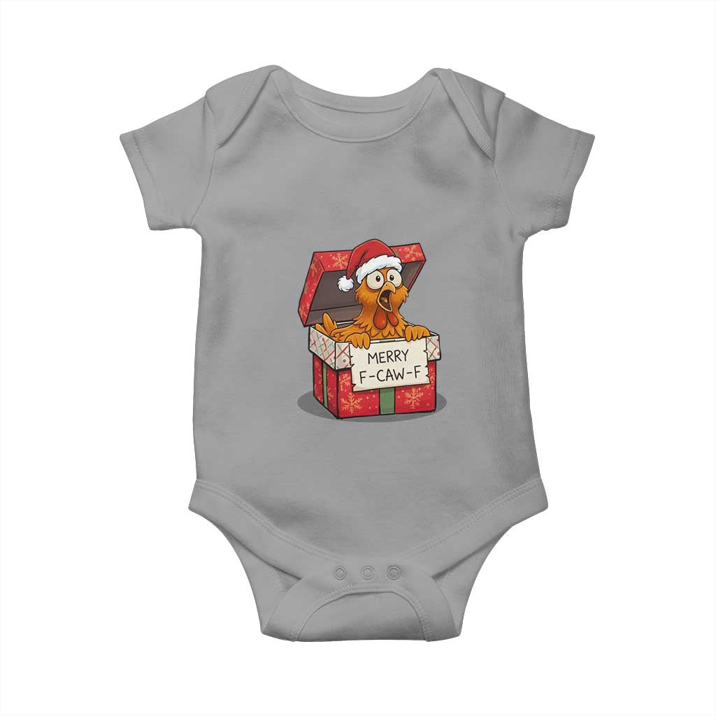 Merry F Caw F Santa Chicken Baby Onesie Funny Christmas Gift - Wonder Print Shop