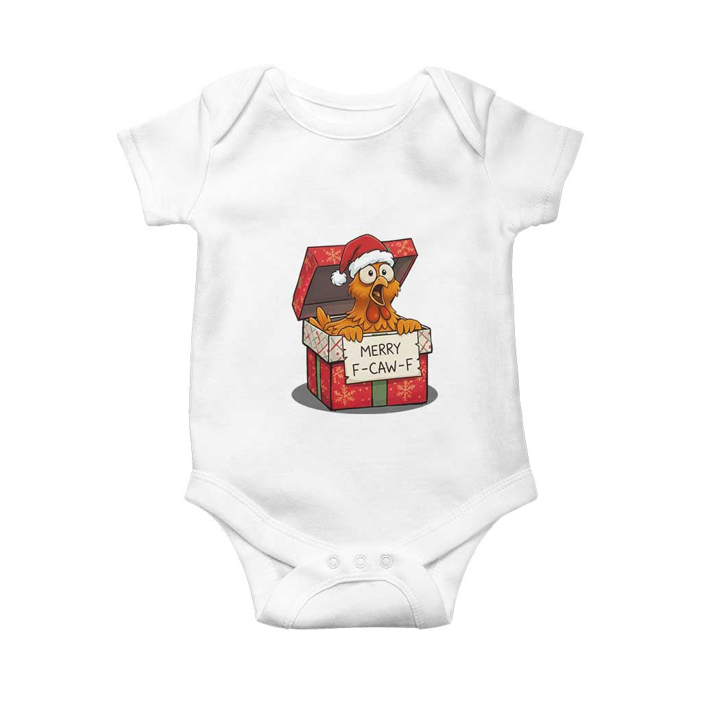Merry F Caw F Santa Chicken Baby Onesie Funny Christmas Gift - Wonder Print Shop