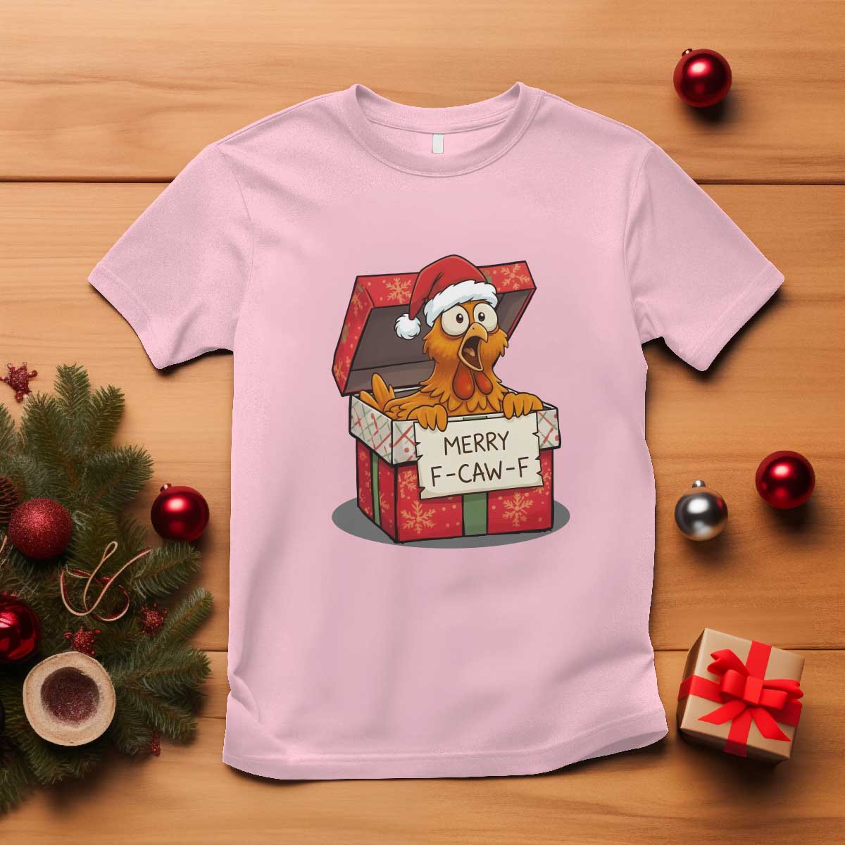 Merry F Caw F Santa Chicken T Shirt Funny Christmas Gift - Wonder Print Shop