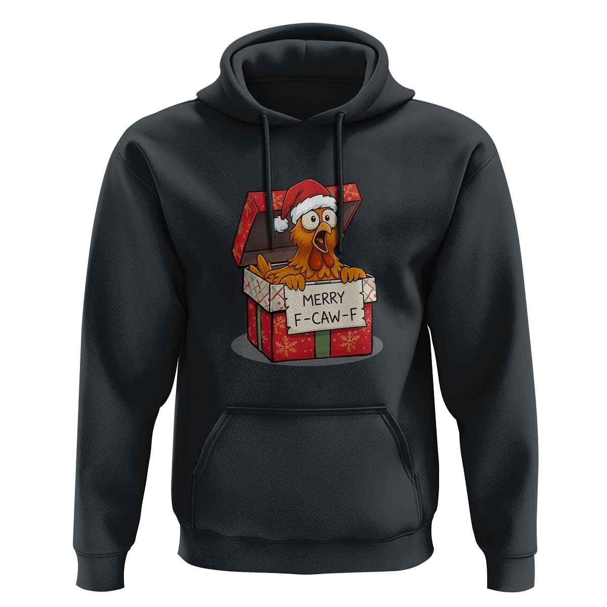 Merry F Caw F Santa Chicken Hoodie Funny Christmas Gift - Wonder Print Shop