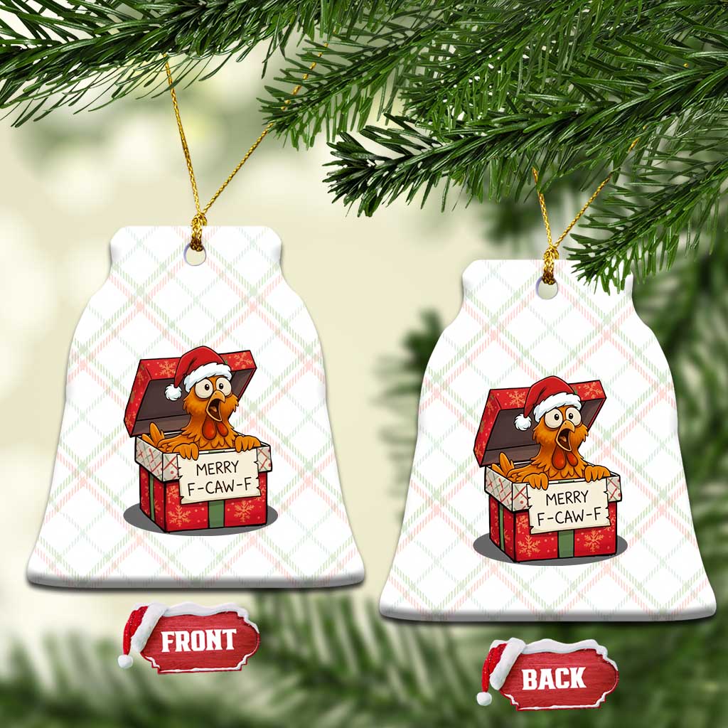 Merry F Caw F Santa Chicken Ceramic Ornament Funny Xmas Gift - Wonder Print Shop