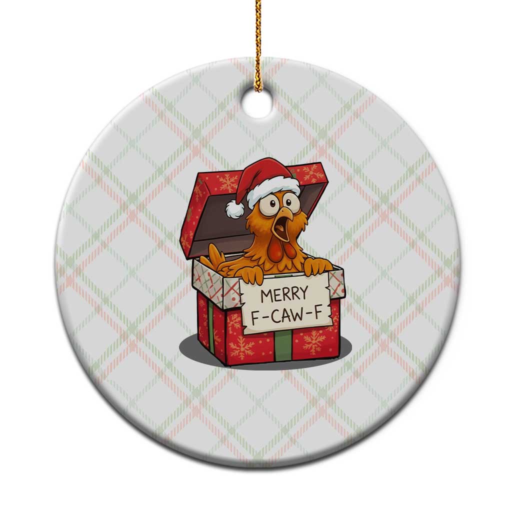 Merry F Caw F Santa Chicken Ceramic Ornament Funny Xmas Gift - Wonder Print Shop