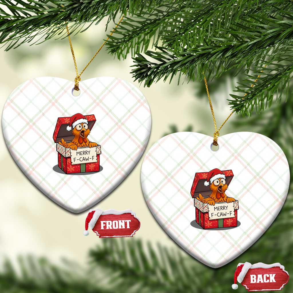 Merry F Caw F Santa Chicken Ceramic Ornament Funny Xmas Gift - Wonder Print Shop