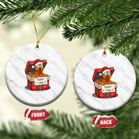 Merry F Caw F Santa Chicken Ceramic Ornament Funny Xmas Gift - Wonder Print Shop
