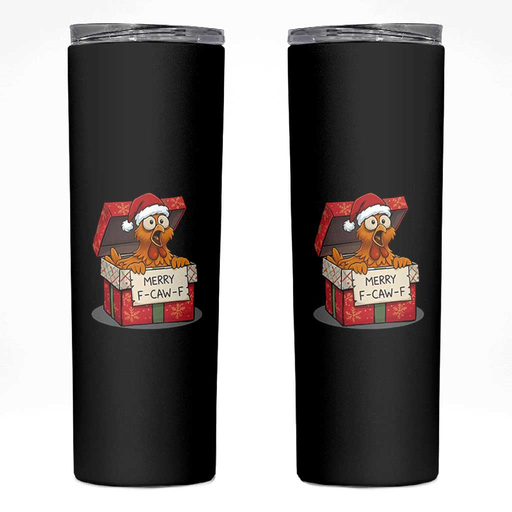 Merry F Caw F Santa Chicken Skinny Tumbler Funny Christmas Gift - Wonder Print Shop