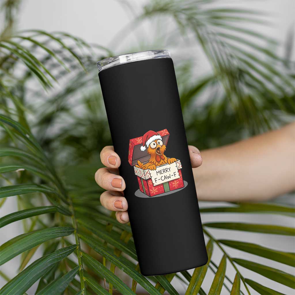 Merry F Caw F Santa Chicken Skinny Tumbler Funny Christmas Gift - Wonder Print Shop