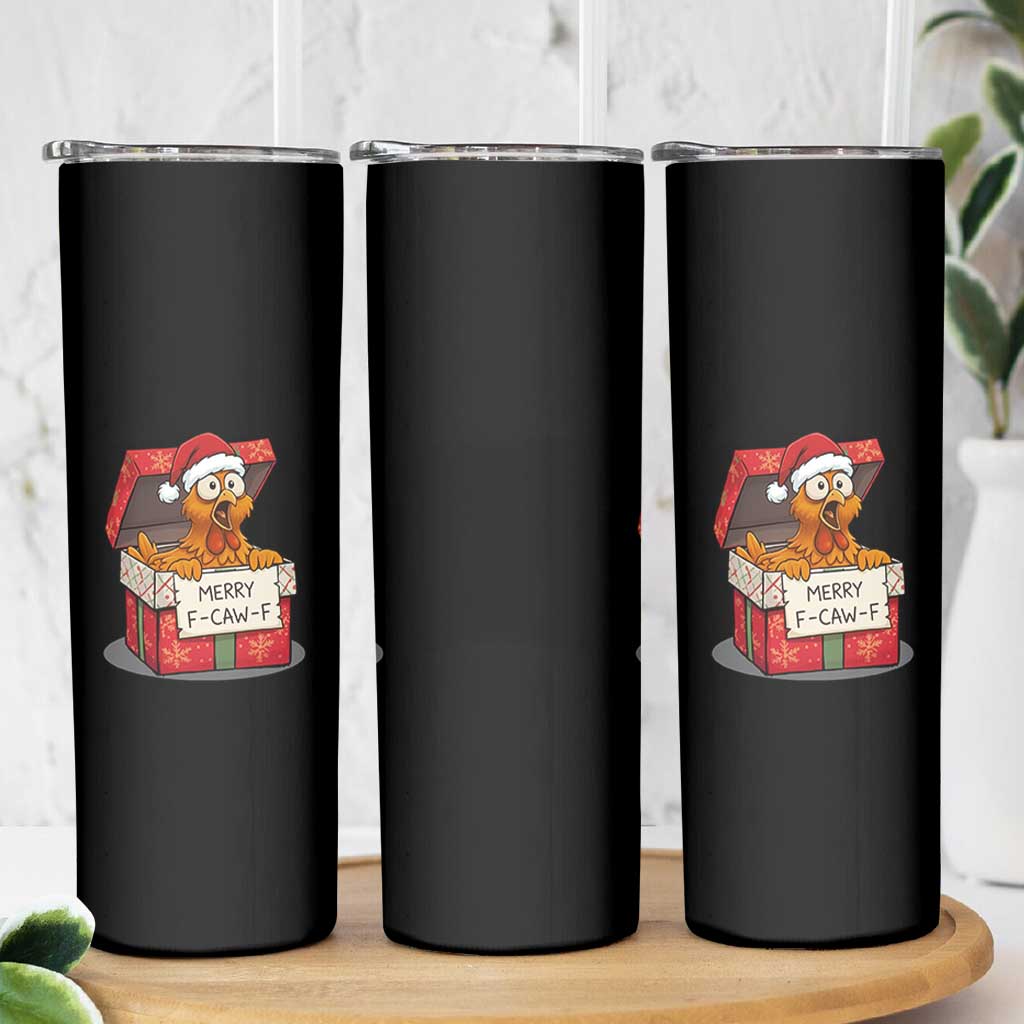 Merry F Caw F Santa Chicken Skinny Tumbler Funny Christmas Gift - Wonder Print Shop