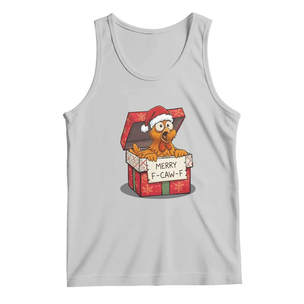 Merry F Caw F Santa Chicken Tank Top Funny Christmas Gift - Wonder Print Shop