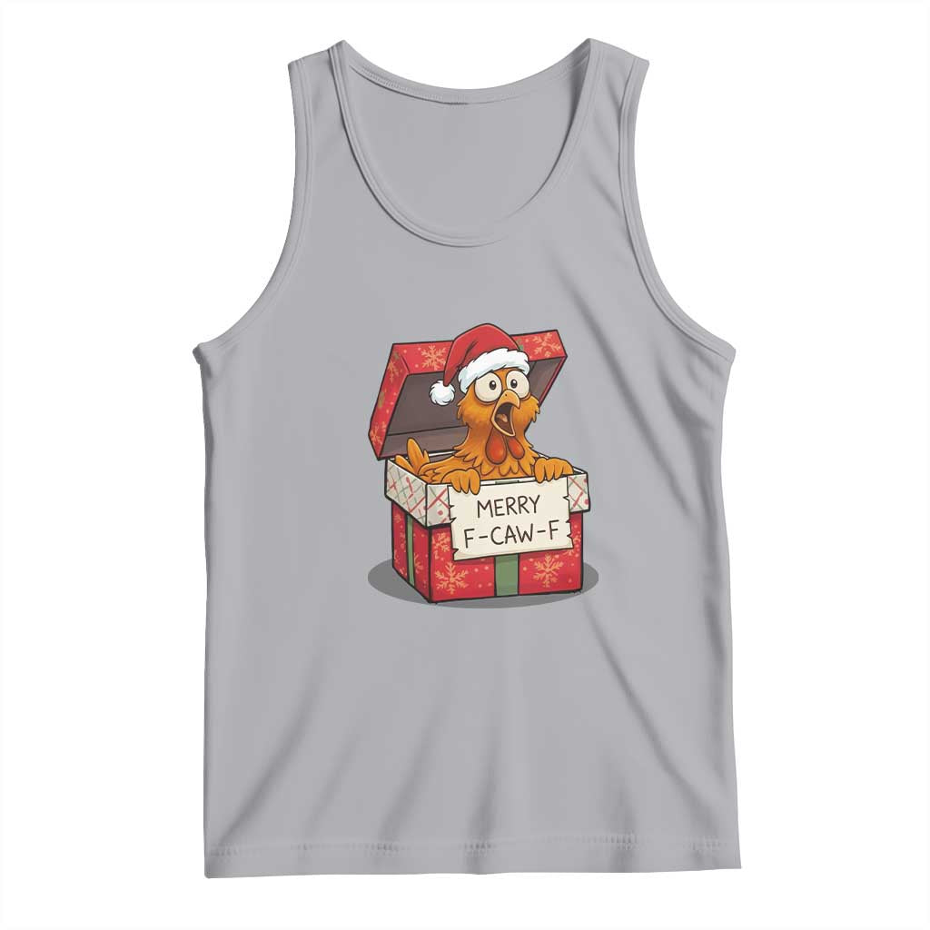 Merry F Caw F Santa Chicken Tank Top Funny Christmas Gift - Wonder Print Shop