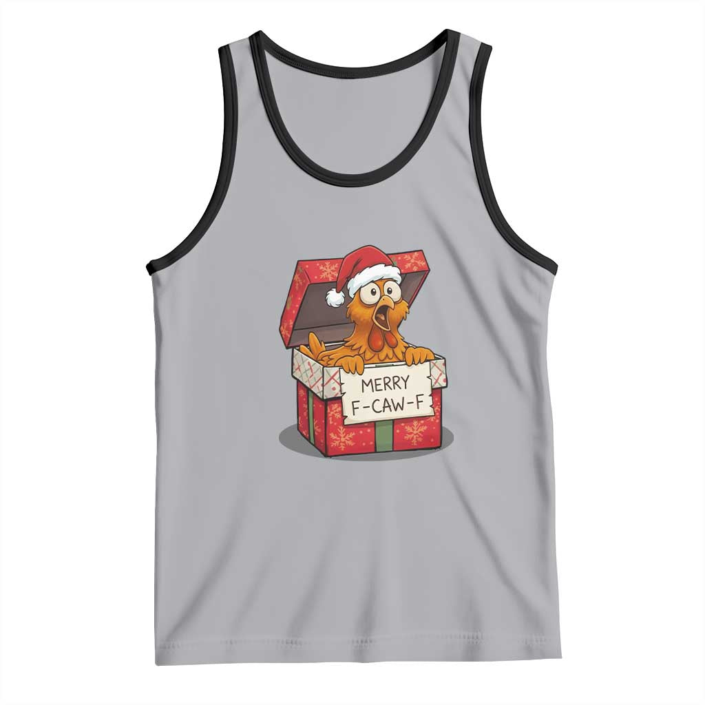 Merry F Caw F Santa Chicken Tank Top Funny Christmas Gift - Wonder Print Shop