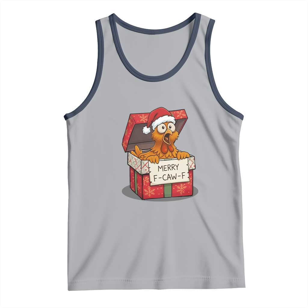 Merry F Caw F Santa Chicken Tank Top Funny Christmas Gift - Wonder Print Shop