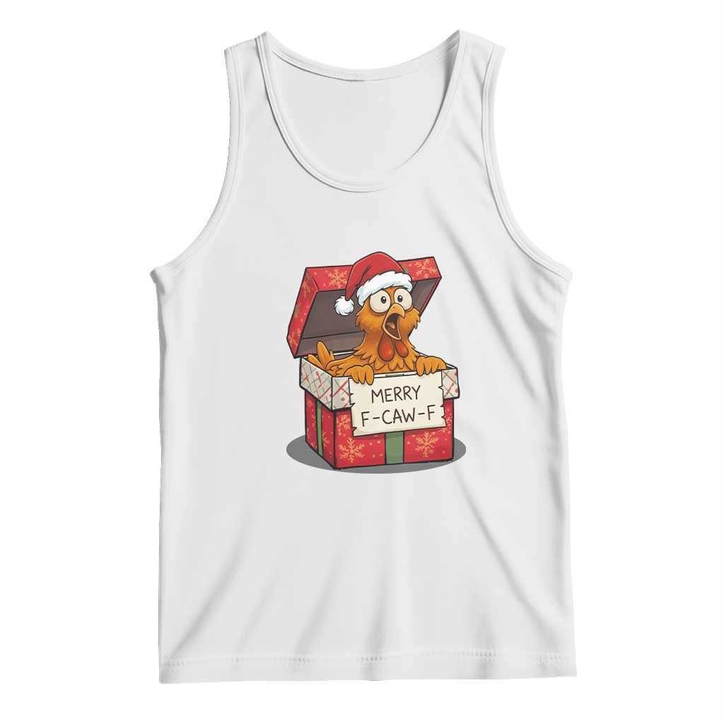 Merry F Caw F Santa Chicken Tank Top Funny Christmas Gift - Wonder Print Shop