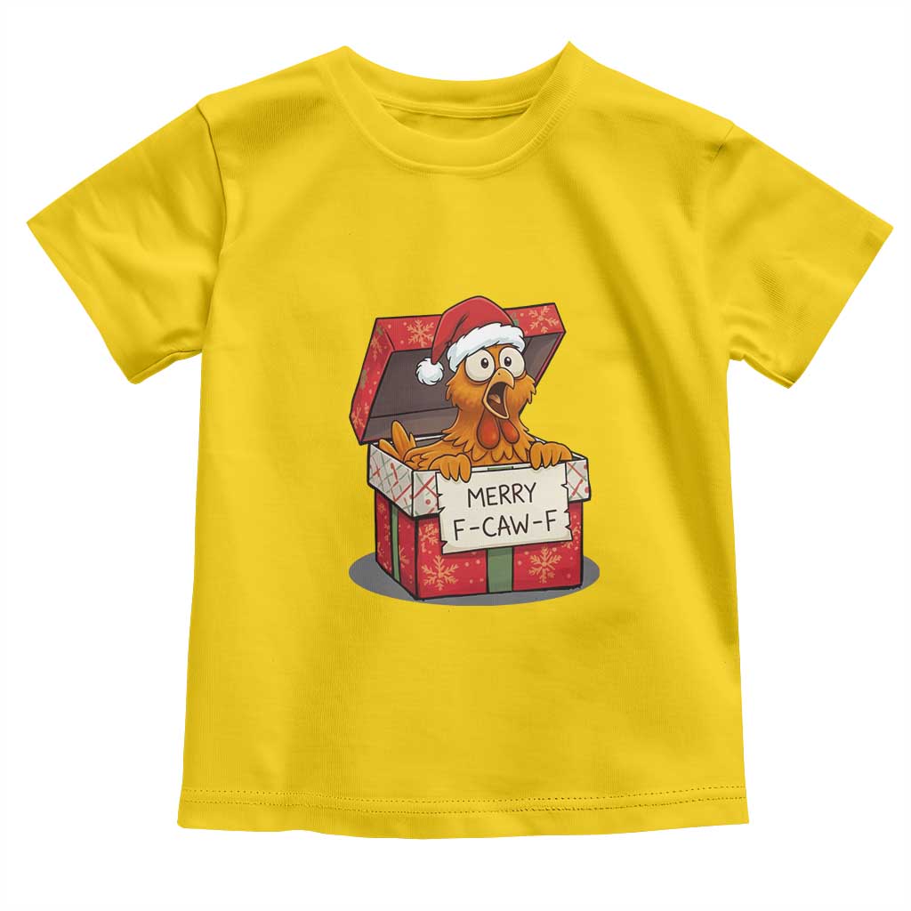 Merry F Caw F Santa Chicken Toddler T Shirt Funny Christmas Gift - Wonder Print Shop