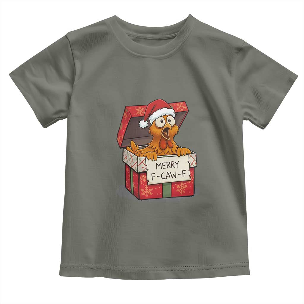 Merry F Caw F Santa Chicken Toddler T Shirt Funny Christmas Gift - Wonder Print Shop
