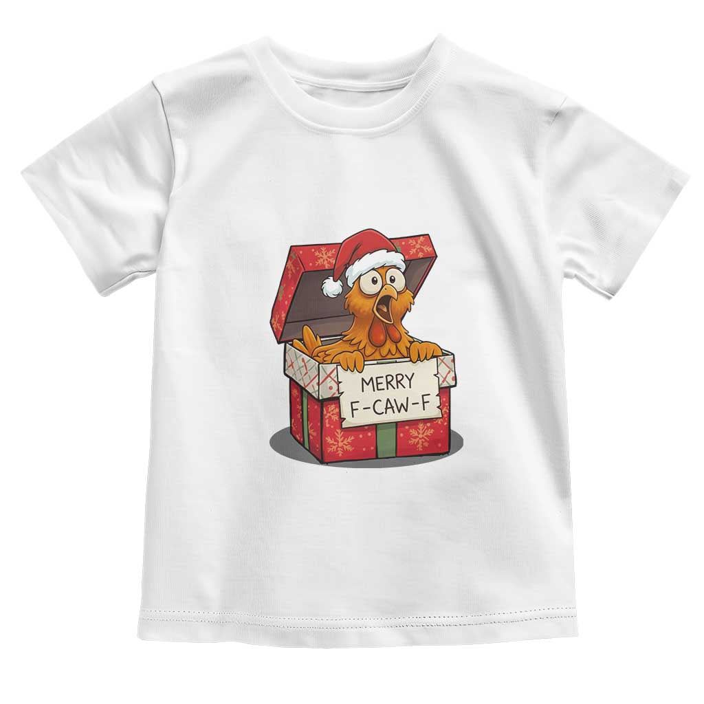 Merry F Caw F Santa Chicken Toddler T Shirt Funny Christmas Gift - Wonder Print Shop