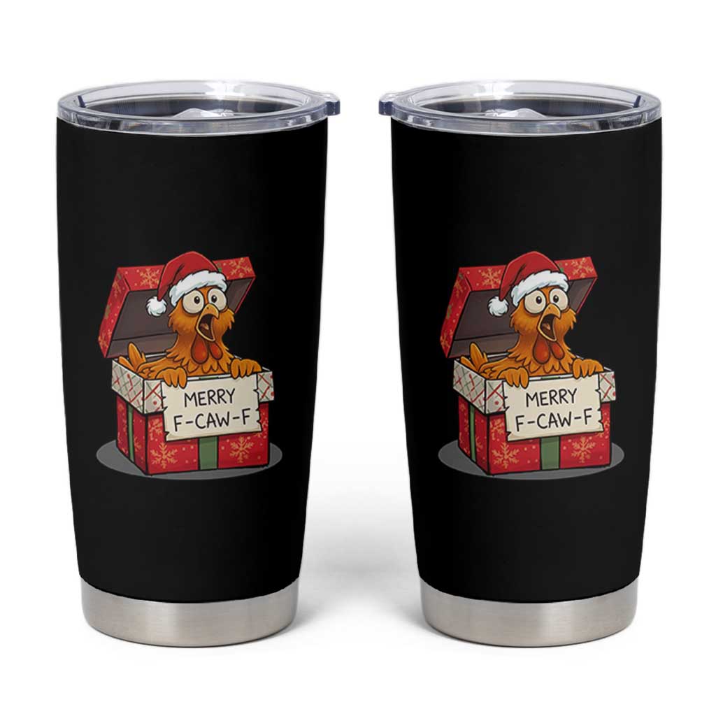 Merry F Caw F Santa Chicken Tumbler Cup Funny Christmas Gift - Wonder Print Shop