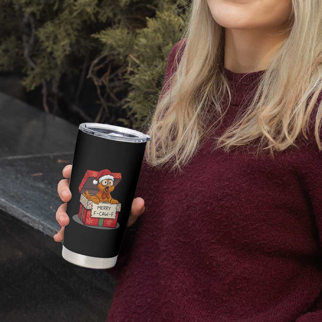 Merry F Caw F Santa Chicken Tumbler Cup Funny Christmas Gift - Wonder Print Shop