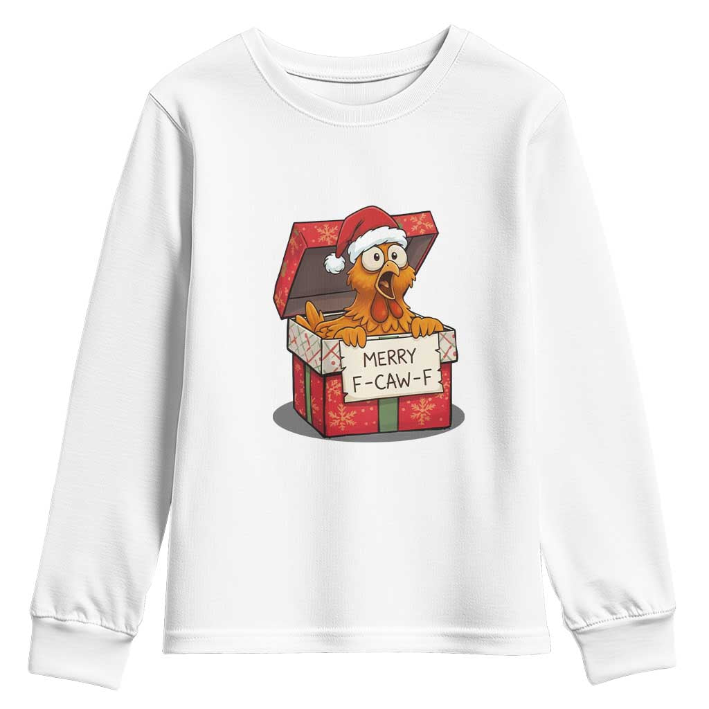 Merry F Caw F Santa Chicken Youth Sweatshirt Funny Christmas Gift - Wonder Print Shop