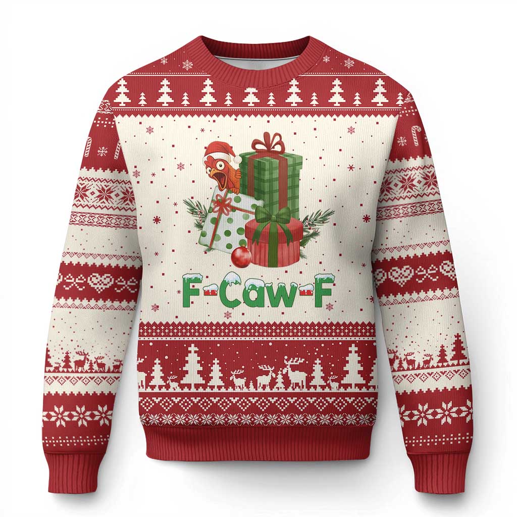 F Caw F Chicken Ugly Christmas Sweater Funny Farm Life Holiday Gift - Wonder Print Shop