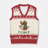 F Caw F Chicken V-Neck Knit Sweater Vest Funny Farm Life Holiday Gift - Wonder Print Shop